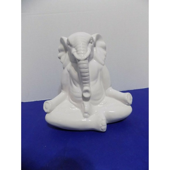 NEW Ceramic Ganesha Elephant Figurine Statue Sculptures Zen Hindu Buddha Yoga - Picture 3 of 4